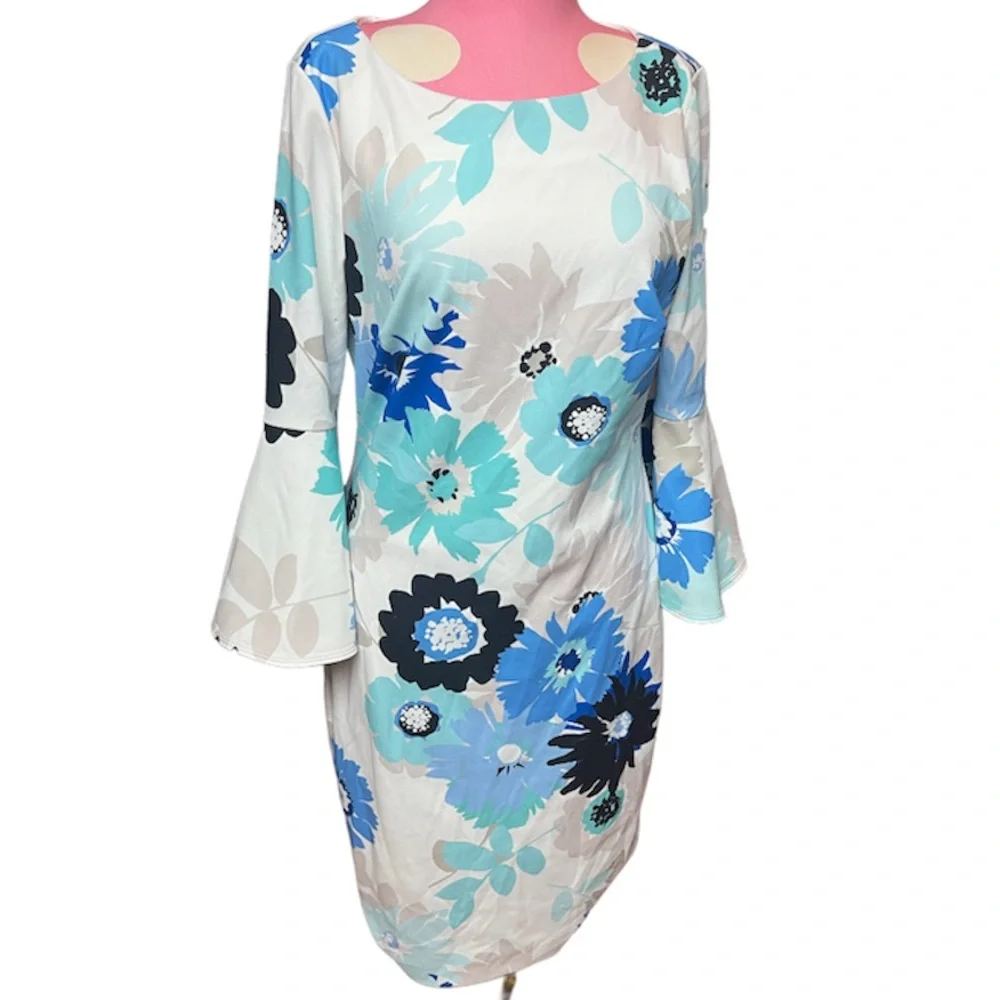 Calvin Klein Floral Long Sleeve Floral Dress Size 8! - Picture 1 of 3